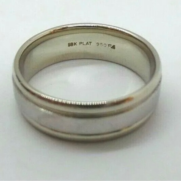 18K WHITE GOLD AND .950 PLATINUM MEN'S BAND RING - Picture 7 of 13